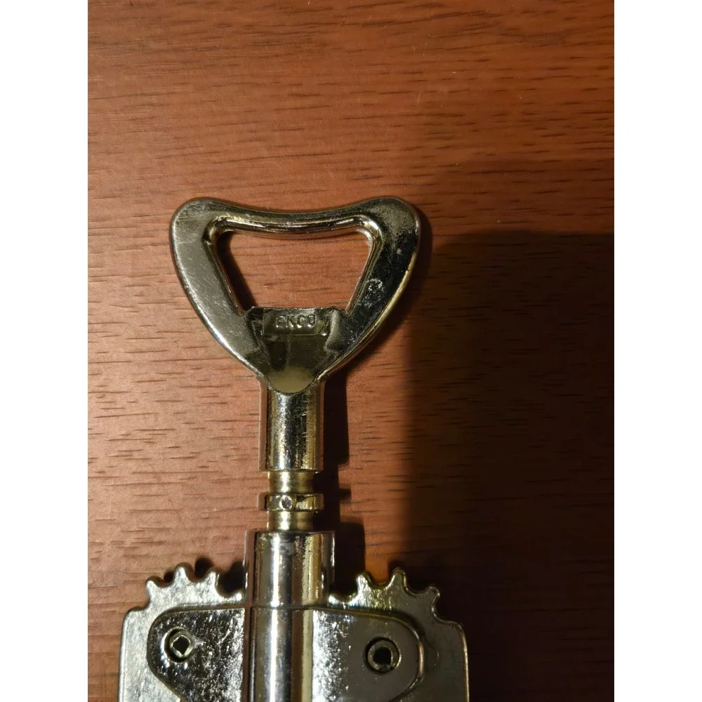 Vintage Ekco Wing Corkscrew Wine Bottle Opener Chrome Silver Integrated Opener